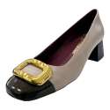 SABRINAS WOMEN LOW HEEL TWO-TONE TOE WITH BEIG CLASP