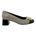 SABRINAS WOMEN LOW HEEL TWO-TONE TOE WITH BEIG CLASP