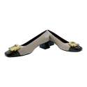 SABRINAS WOMEN LOW HEEL TWO-TONE TOE WITH BEIG CLASP