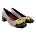 SABRINAS WOMEN LOW HEEL TWO-TONE TOE WITH BEIG CLASP