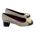 SABRINAS WOMEN LOW HEEL TWO-TONE TOE WITH BEIG CLASP