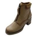 BOTINES MUJER CREMALLERA DELANTERA TACÓN CRUADRADO BEIGE