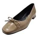 SABRINA WOMEN PATENT LEATHER WITH BEIG SQUARE TOE BOW