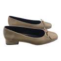 SABRINA WOMEN PATENT LEATHER WITH BEIG SQUARE TOE BOW