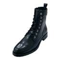 BOTINES MILITAR MUJER CLÁSICO PIEL NEGRO NEGRO