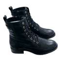 BOTINES MILITAR MUJER CLÁSICO PIEL NEGRO NEGRO