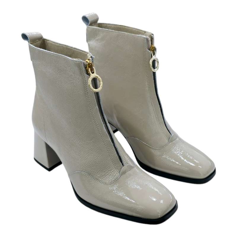 BOTINES MUJER TACÓN ANCHO CREMALLERA DELANTERA BEIG BEIGE