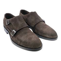 MEN'S DRESS SHOES SUEDE TWO BROWN BUCKLES