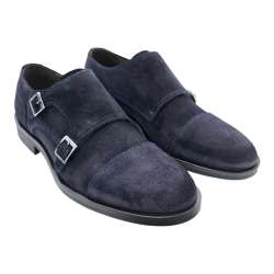 MEN'S SHOES DRESS SUEDE TWO BUCKLES NAVY