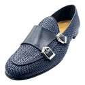 MOCASIN BELGA HOMBRE PIEL TRENZADA DOBLE MONK MARINO