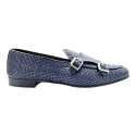 MOCASIN BELGA HOMBRE PIEL TRENZADA DOBLE MONK MARINO