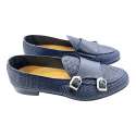 MOCASIN BELGA HOMBRE PIEL TRENZADA DOBLE MONK MARINO