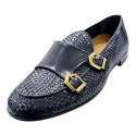 MOCASIN BELGA HOMBRE PIEL TRENZADA DOBLE MONK NEGRO NEGRO