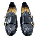 MOCASIN BELGA HOMBRE PIEL TRENZADA DOBLE MONK NEGRO NEGRO