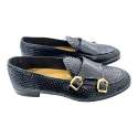 MOCASIN BELGA HOMBRE PIEL TRENZADA DOBLE MONK NEGRO NEGRO