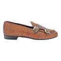 MOCASIN BELGA HOMBRE PIEL TRENZADA DOBLE MONK CUERO CUERO