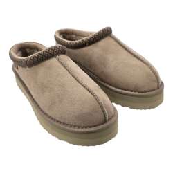 WOMEN'S MUSTANG CLOGS WITH FUR AND BROWN PLATFORM