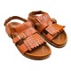 SANDALIAS BIO MUJER CON FLECOS Y TACHAS PUNTA CUADRADA CUERO CUERO