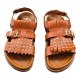 SANDALIAS BIO MUJER CON FLECOS Y TACHAS PUNTA CUADRADA CUERO CUERO