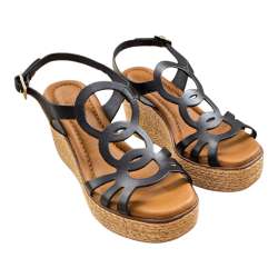 SANDALIAS MUJER CUNA CIRCULOS EMPEINE NEGRO NEGRO