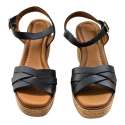 SANDALIAS MUJER CUNA TIRAS CRUZADA Y PULSERA NEGRO NEGRO