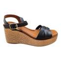 SANDALIAS MUJER CUNA TIRAS CRUZADA Y PULSERA NEGRO NEGRO