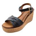 SANDALIAS MUJER CUNA TIRAS CRUZADA Y PULSERA NEGRO NEGRO
