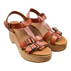 SANDALIA CUNA TIRAS HEBILLAS MUJER CUERO CUERO