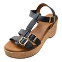 SANDALIA CUNA TIRAS HEBILLAS MUJER NEGRO NEGRO