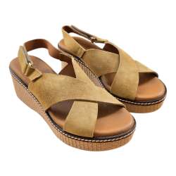 SANDALIAS CUNA TIRAS CRUZADAS SERRAJE KAKI KAKI