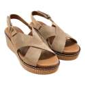 SANDALIAS CUNA TIRAS CRUZADAS SERRAJE CAMEL CAMEL