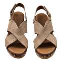 SANDALIAS CUNA TIRAS CRUZADAS SERRAJE CAMEL CAMEL