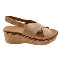 SANDALIAS CUNA TIRAS CRUZADAS SERRAJE CAMEL CAMEL