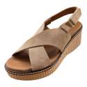 SANDALIAS CUNA TIRAS CRUZADAS SERRAJE CAMEL CAMEL