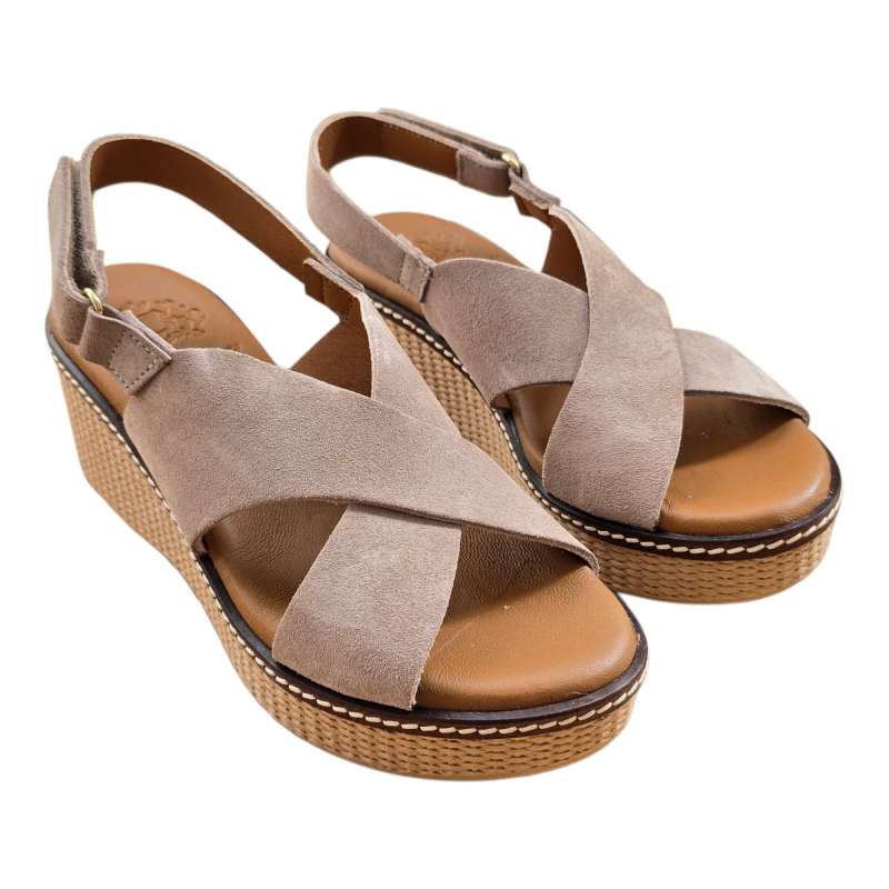 SANDALIAS CUNA TIRAS CRUZADAS SERRAJE GRIS GRIS
