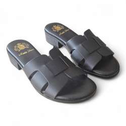 SANDALIA TAC?N BAJO PALA GRABADA MUJER NEGRO NEGRO