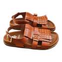 SANDALIAS BIO MUJER CON FLECOS Y TACHAS PUNTA CUADRADA CUERO CUERO