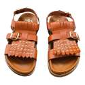 SANDALIAS BIO MUJER CON FLECOS Y TACHAS PUNTA CUADRADA CUERO CUERO