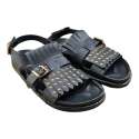 SANDALIAS BIO MUJER CON FLECOS Y TACHAS PUNTA CUADRADA NEGRO NEGRO
