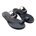 SANDALIA PLANA CIRCULO EMPEINE Y DEDO NEGRO NEGRO