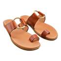 SANDALIA PLANA CIRCULO EMPEINE Y DEDO CUERO CUERO