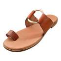 SANDALIA PLANA CIRCULO EMPEINE Y DEDO CUERO CUERO