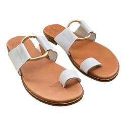 SANDALIA PLANA CIRCULO EMPEINE Y DEDO BLANCO BLANCO