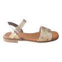 SANDALIAS MUJER PLANAS PULSERA TIRA GRABADA PLATINO PLATINO