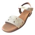 SANDALIAS MUJER PLANAS PULSERA TIRA GRABADA PLATINO PLATINO