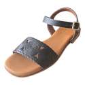 SANDALIAS MUJER PLANAS PULSERA TIRA GRABADA NEGRO NEGRO
