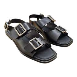 SANDALIA PLANA MUJER HEBILLAS NEGRO NEGRO