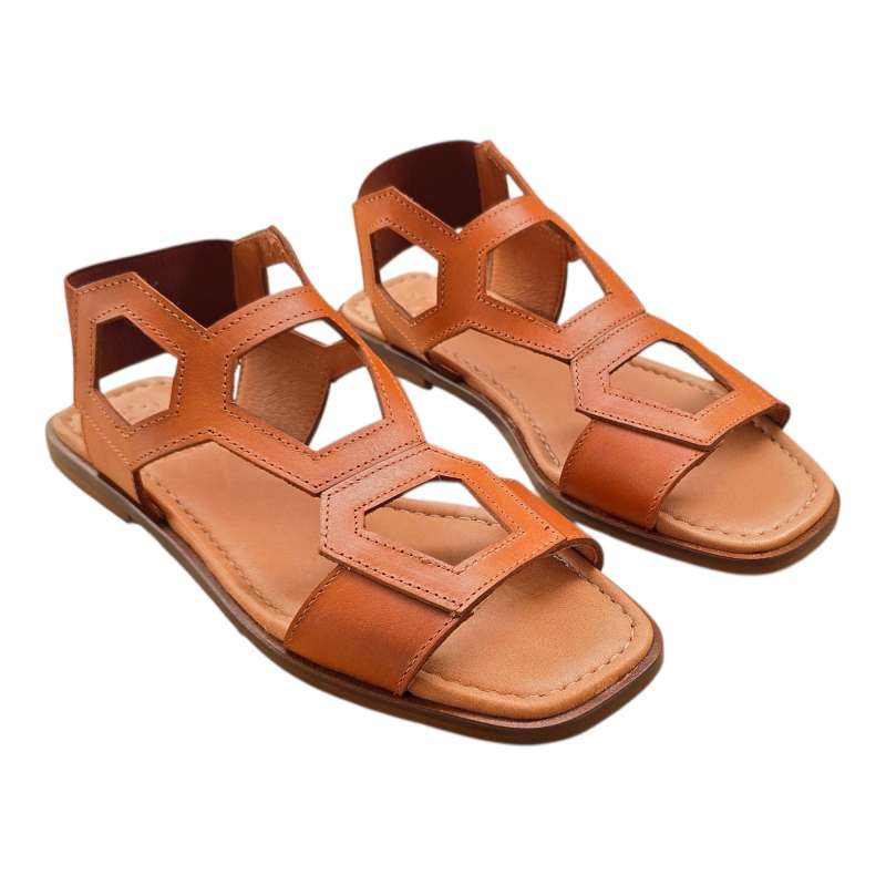 SANDALIA TROQUELADA MUJER ATADA AL TOBILLO CUERO CUERO