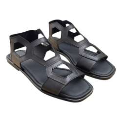 SANDALIA TROQUELADA MUJER ATADA AL TOBILLO NEGRO NEGRO