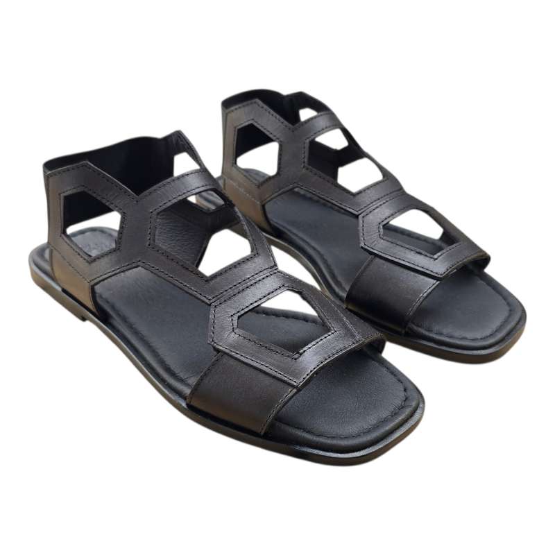 SANDALIA TROQUELADA MUJER ATADA AL TOBILLO NEGRO NEGRO